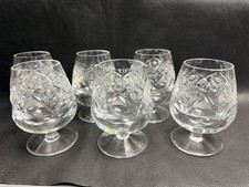 Vintage geschliffenes Bleikristall Cognac Brandy Schnaps Böhmischer Stil Bargeschirr 6er Set