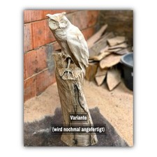 Holz Eule Baumstamm Dekofigur Gartendeko Natur Herbst Geschenk Weihnachten