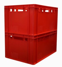 2 Stück robuste Regalkiste Stapelkasten HD-PE E3 rot 60x40x30 cm NEU
