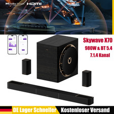 7.1.4ch Dolby Atmos Soundbar mit 10" Kabellosem Subwoofer Surround Sound System