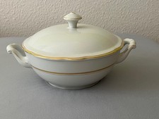 (12) Kahla Suppenschüssel Suppenterrine mit Deckel Weiß Goldrand