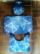3Tlg.Bad Garnitur blau mit Schmetterlinge-top Zustand