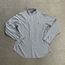 POLO RALPH LAUREN Herren Hemd Shirt Gr. M Regular Fit Logo Gestreift 2220 Blau