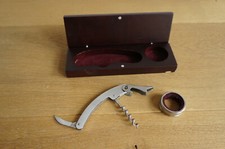 Korkenzieher Flaschenring Set in Holzbox Kellnermesser Geschenkset
