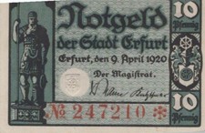10 PFENNIG 1920 Stadt ERFURT Saxony UNC DEUTSCHLAND Notgeld Banknote #PB271.D