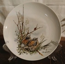 AK Kaiser Porzellan Wandteller - Vogelkinder - Motiv Buchfinken - 70er Jahre