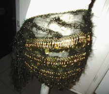 Bauchtanz-Tuch Münzgürtel pareo Hüfttuch orient Münzen Perlen Ketten braun gold