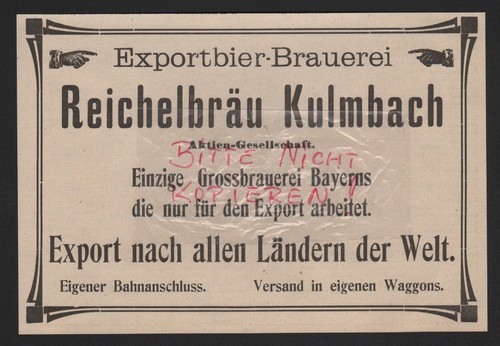 Kulmbach werbung 1912 erste - kulmbach,,