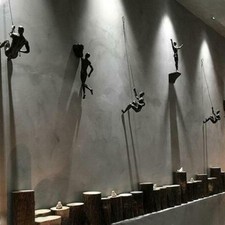 Kreative Klettern Mann Harz Eisendraht Wandbehang Dekoration Skulptur Figuren 1X