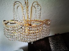 50er Jahre Messing Kronleuchter 8 Reiher Lüster Deckenlampe