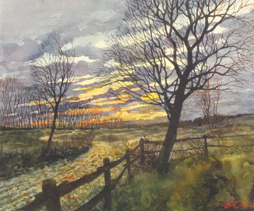Winterlicher sonnenuntergang - winterlicher,