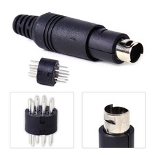 Top Schwarz Mini Kunststoff Male 9 Polig Pin Din Stecker Adapter Knickschutz