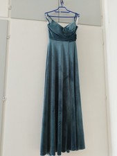 Abendkleid XS Samt grün  Hochzeit Abschlussball Tanzen