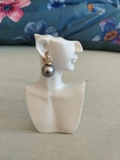 Perlenohrringe Gold Grau mit