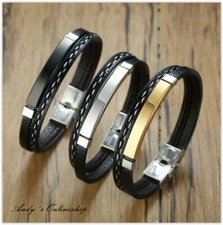 Armband leder schwarz herren - armband,