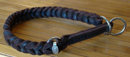 Halsband fettleder zugstop - halsband,