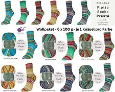 Wollpaket Sockenwolle "Rellana Flotte Socke Presto" 6x100g mulesingfrei