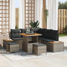 Garten-Sofa-Set mit Kissen 8 pcs Grau Poly Rattan