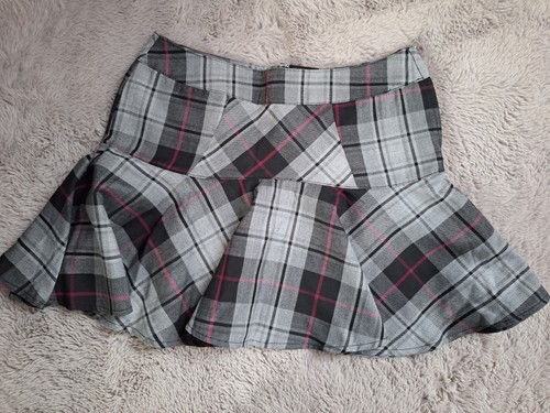 Damen rock grau lila kariert - damen, rock,