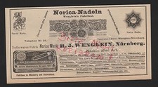 NÜRNBERG, Werbung 1912, H. J. Wenglein Norica-Werk Nadeln