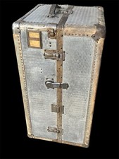 Antiker Übersee Koffer Schrank Metall Korpus Ca. Um 1900/30 Restauration Nötig