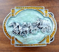 Gürtelschnalle Buckle Planwagen Covered Wagon Pferde Western Kutsche