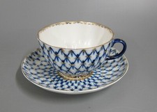 Große Teetasse mit UT Tasse Lomonosov Kobaltnetz Russia