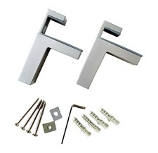 2-er Set Tablarträger Regalbodenträger Glasbodenträger Fachbodenhalter Silber