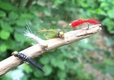 Gilchrist Fliegen. 3 x GOLDKOPFNYMPHEN GRHE. Hasenohr Gr.12. Auswahl von Farben.