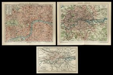 3 Lithographie-Tafeln alter Stadtplan 1902 2 x London + Untergrundbahn old map