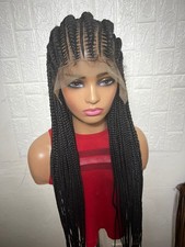 All Back Cornrows Braided Wig Half Ghana Braid Long Braided Wig for Women Girls
