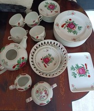 Porzellan Teeservice August Warnecke Dekor "Ostfriesenrose" 31 Teile