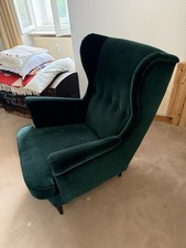 Sessel mit Hocker, Samtgrün Ikea Strandmon