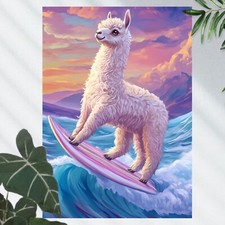 Alpaka beim Surfen Poster
