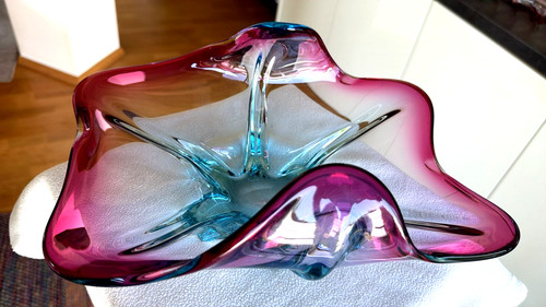 Große schwere glas schale - große,
