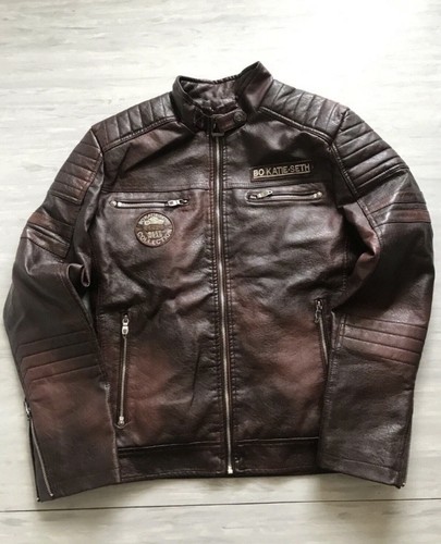 Kunst lederjacke braunrot neu - kunst,