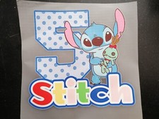 Bügelbild Zahl 5 Lilo & Stitch Happy Birthday Tshirt Stoff Folie Geburtstag  
