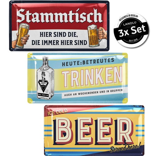 Blechschilder retro 3er - blechschilder,