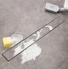 Duschrinne Abflussrinne Bodenablauf 80cm Befliesbar Flusensieb Edelstahl Bad