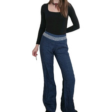 Legatte Hose 100% Leinen Gr. 3 Uk 12 blau Lagenlook weites Bein Save The Queen 