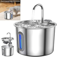 Katzenbrunnen Edelstahl Trinkbrunnen für Katze 2.2L leiser Wasserspender Katzen