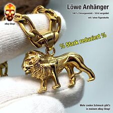 1 Löwe 18 kt vergoldet Anhänger Figarokette Herren Halskette Sternzeichen Figur