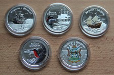 5 colorierte 1 Oz Silber Münzen EC8 Antigua & Barbuda 2018 - 2022 Sammlung