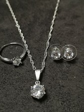 3 tlg Set Ring Kette Ohrringe