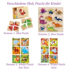 KINDER PUZZLE Holz Spielzeug Würfel Steck Setz Puzzle Spiel Lernspiel Tiere Wo17