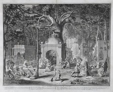 India Indien Fakir Sufi Muslim Fakirs rituals ceremony engraving Kupferstich