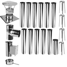 Edelstahl Schornstein Kamin Sanierung Bausatz einwandig Abgas Ofen Rohr Set EW8