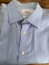 Business Herren Hemd Langarm blau, Gr. 46, Umschlagmanschette, Charles Tyrwhitt