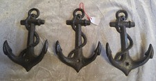3 Stck. Gusseisen Eisen Anker Maritim Garderobenhaken Haken Garderobe Wandhaken
