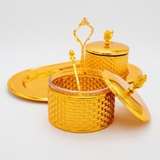 2er-Set Glas-Aufbewahrungsglas Zuckerdosen inkl. Deckel, Löffel, Serviertablett 